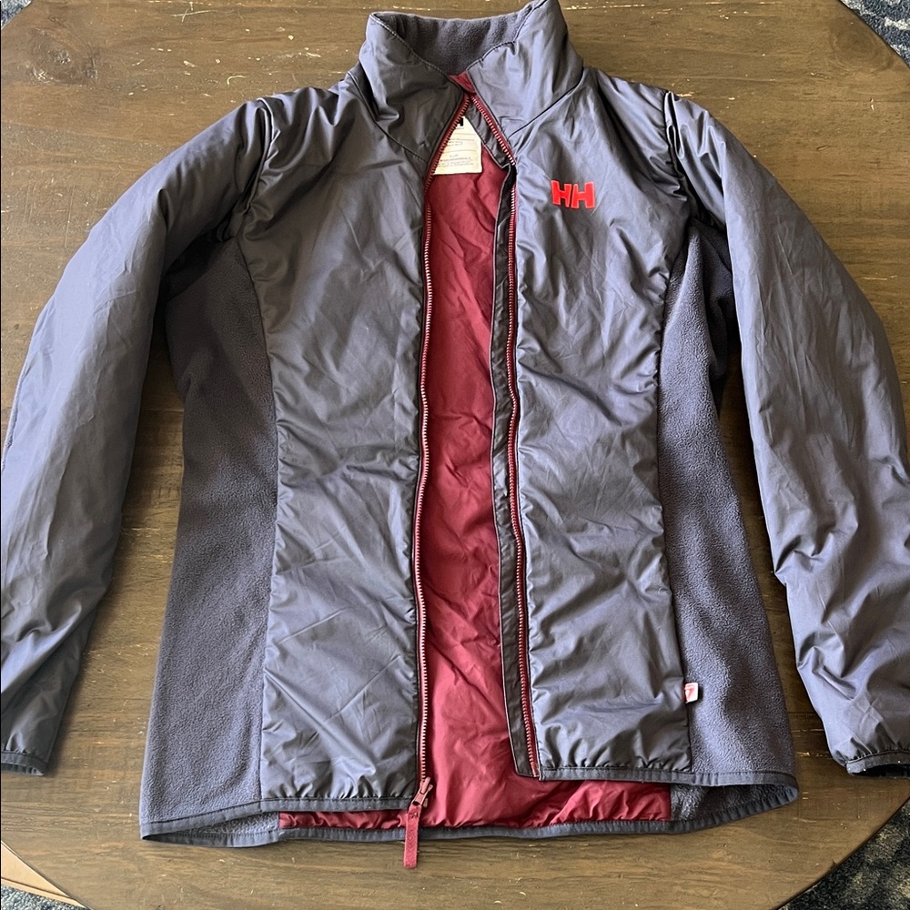 Helly Hansen Burgundy and and Navy Jacket insulated with fleece panels